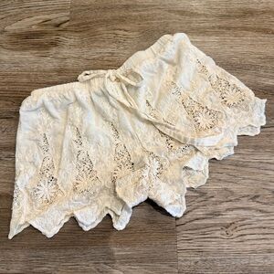 Solitaire Swim Lace Crochet Cover-Up Shorts Cotton Cream Boho Dainty Vanilla